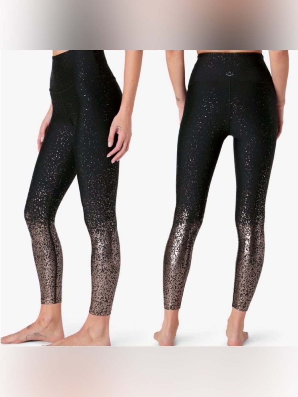 Beyond Yoga Alloy Ombre High Waisted Midi Leggings SMALL. Black Speckled